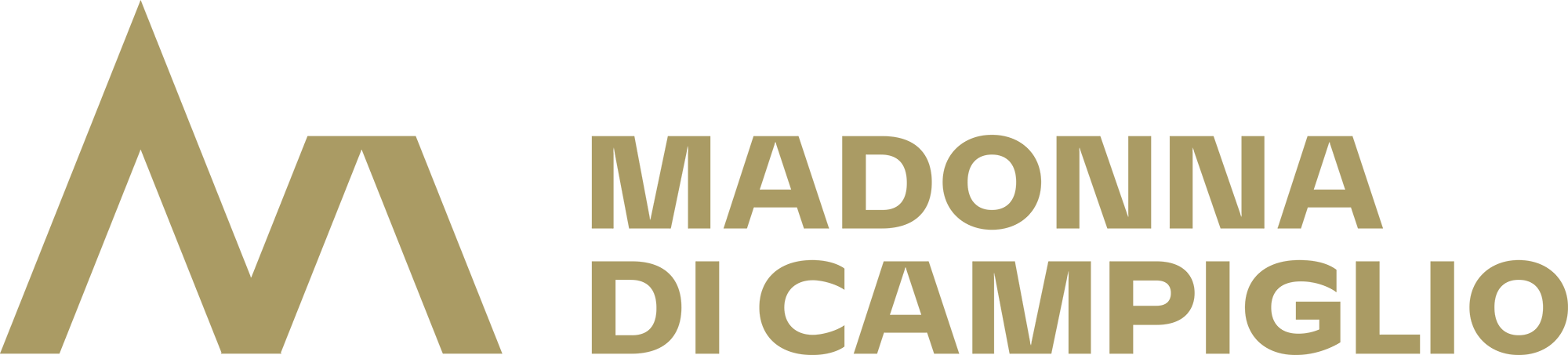 Logo featuring the text "Madonna di Campiglio" with a stylized mountain design on the left.